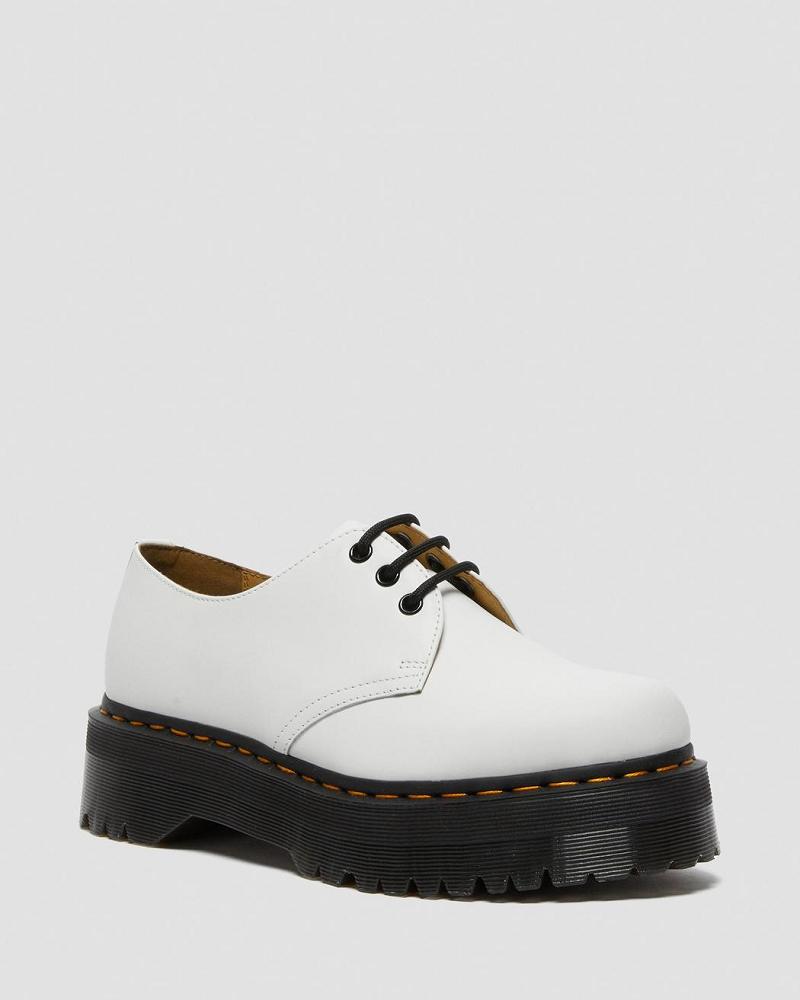 Dr Martens 1461 Smooth Læder Platform Sko Dame Hvide | DK 389FDN